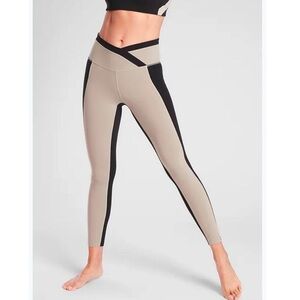 Athleta Powervita Black Quail Brown Chroma 7/8 Tight Crossover Leggings Small